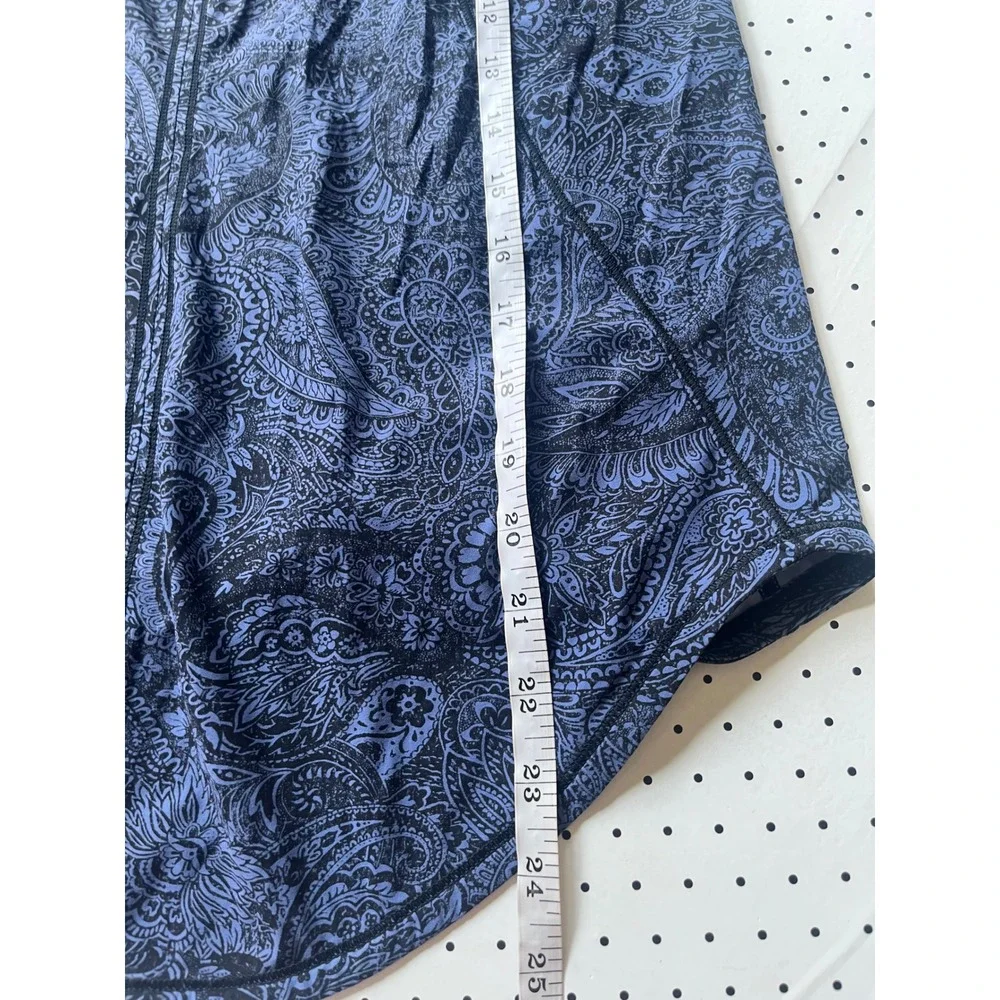 Lululemon Paisley Print Built In Bra Yoga Tank Top Womens 6 Blue Black Mesh Back